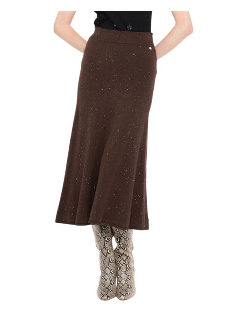 Gonna midi in maglia con paillettes CIOCCOLATO Liu Jo | MF5295MA27RA4367